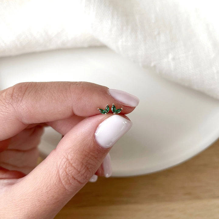 Pendientes «Lula» verde chapados en oro-PendientesInstants Plaisirs  Joyas