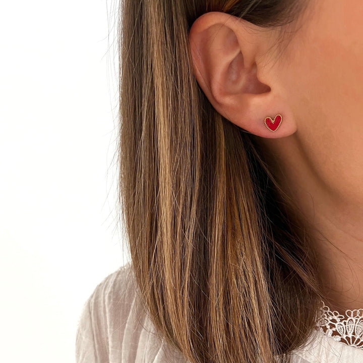 Pendientes «Louka» rojo acero-PendientesInstants Plaisirs  Joyas