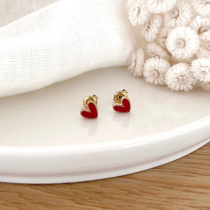 Pendientes «Louka» rojo acero-PendientesInstants Plaisirs  Joyas