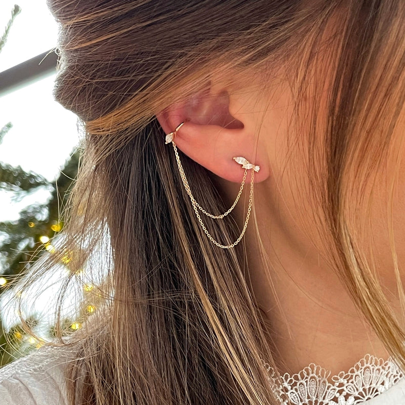 Pendiente mono «Kenza» chapado en oro-PendientesInstants Plaisirs  Joyas