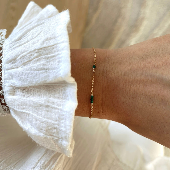 Bracelet "Antonin" vert plaqué or-Bracelets-instants-plaisirs-Instants Plaisirs | Bijoux