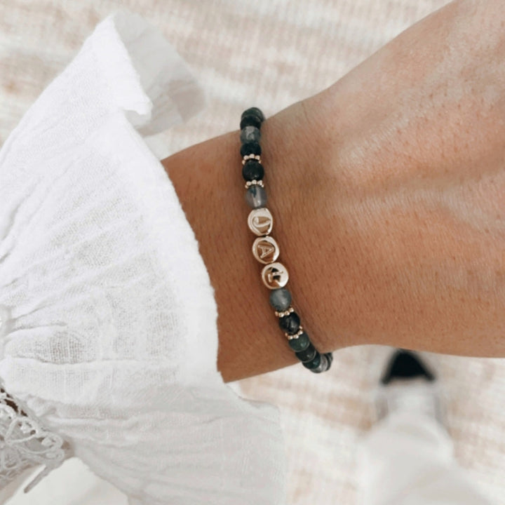 Pulsera «Galia» Ágata musgosa chapada enInstants Plaisirs  Joyas