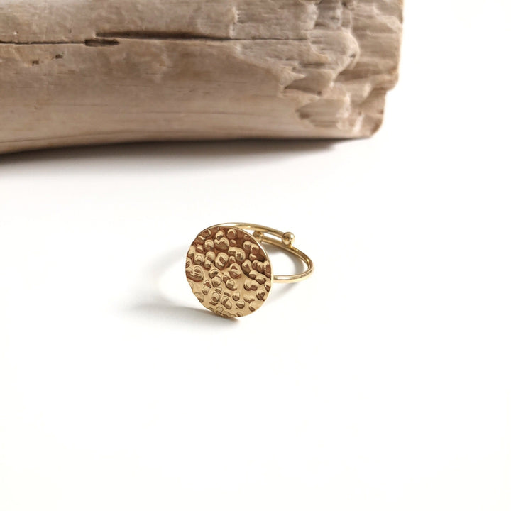 Anillo «Medalla martillada» acero instantes-placeres 