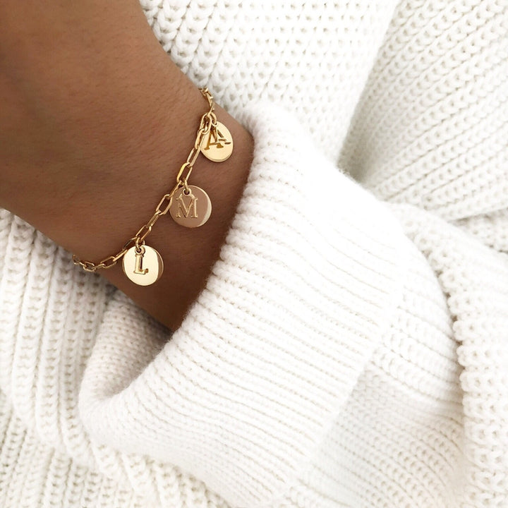 Pulsera «Olaf» chapada en oro - Instants Plaisirs - 3 medallas lisas + unaInstants Plaisirs Joyería