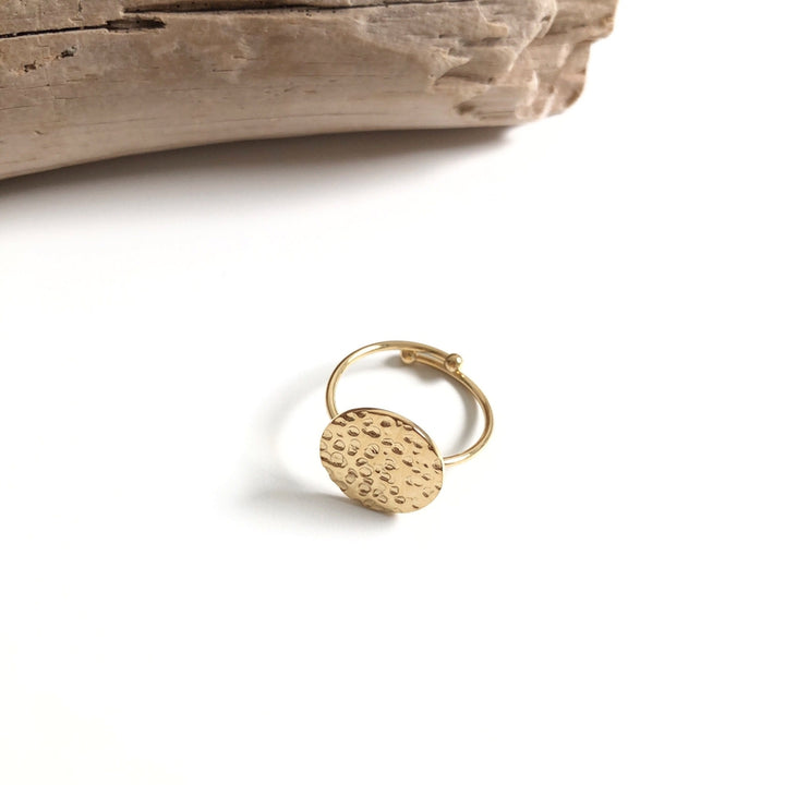 Anillo «Medalla martillada» acero instantes-placeres 