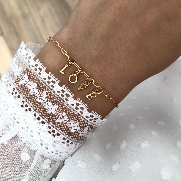 Pulsera «Idylle» con letras chapadas en oro instantes-placeres 