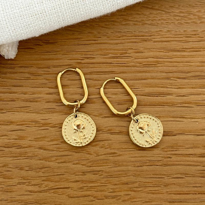 Boucles d'oreilles fleur de naissance acier