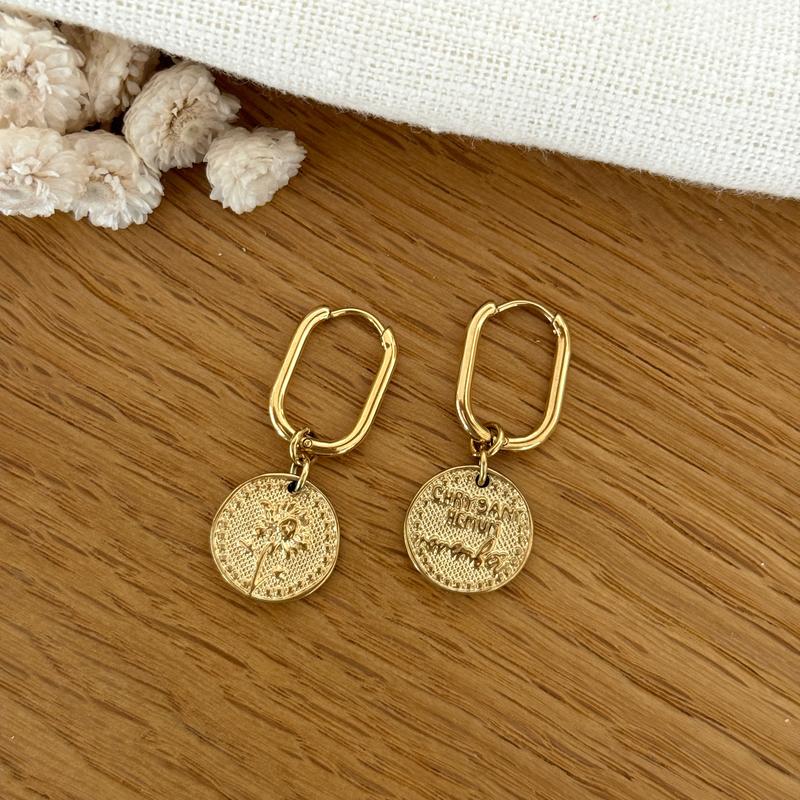 Boucles d'oreilles fleur de naissance acier