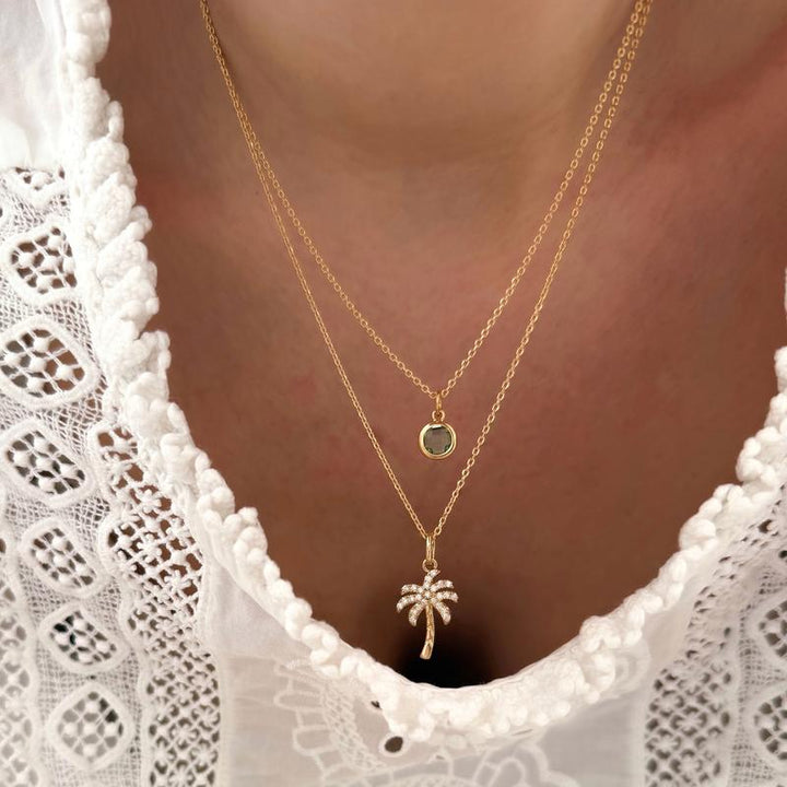 Collana "Lee" verde placcata oro-Collane-instants-plaisirs-Catena classicaInstants Plaisirs  Gioielli