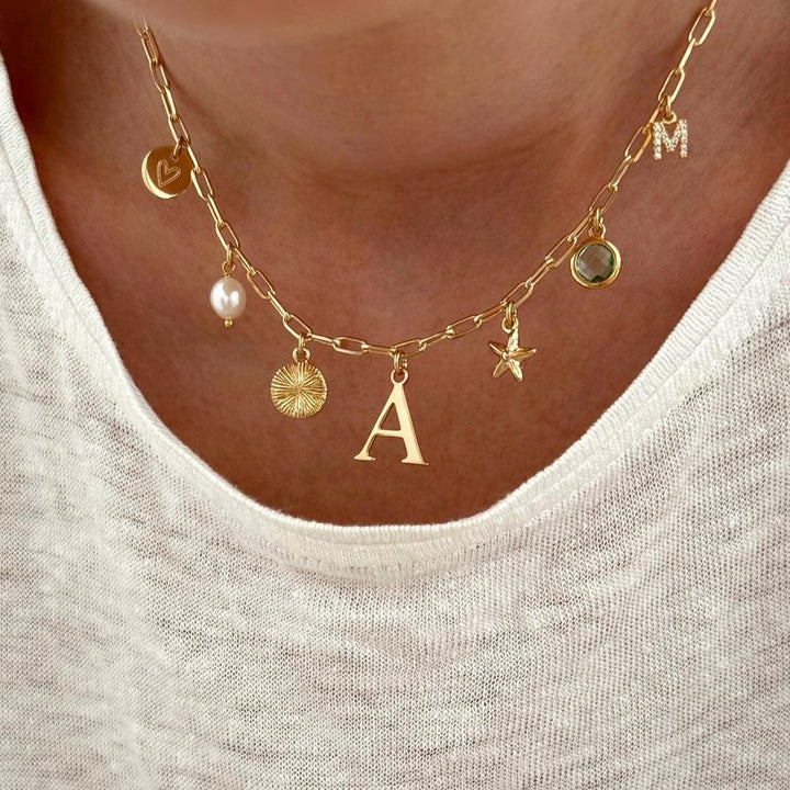 Collana con ciondoli personalizzabile placcata in oro -Instants Plaisirs  Gioielli - 40 cm - 3 ciondoli -Instants Plaisirs  Gioielli