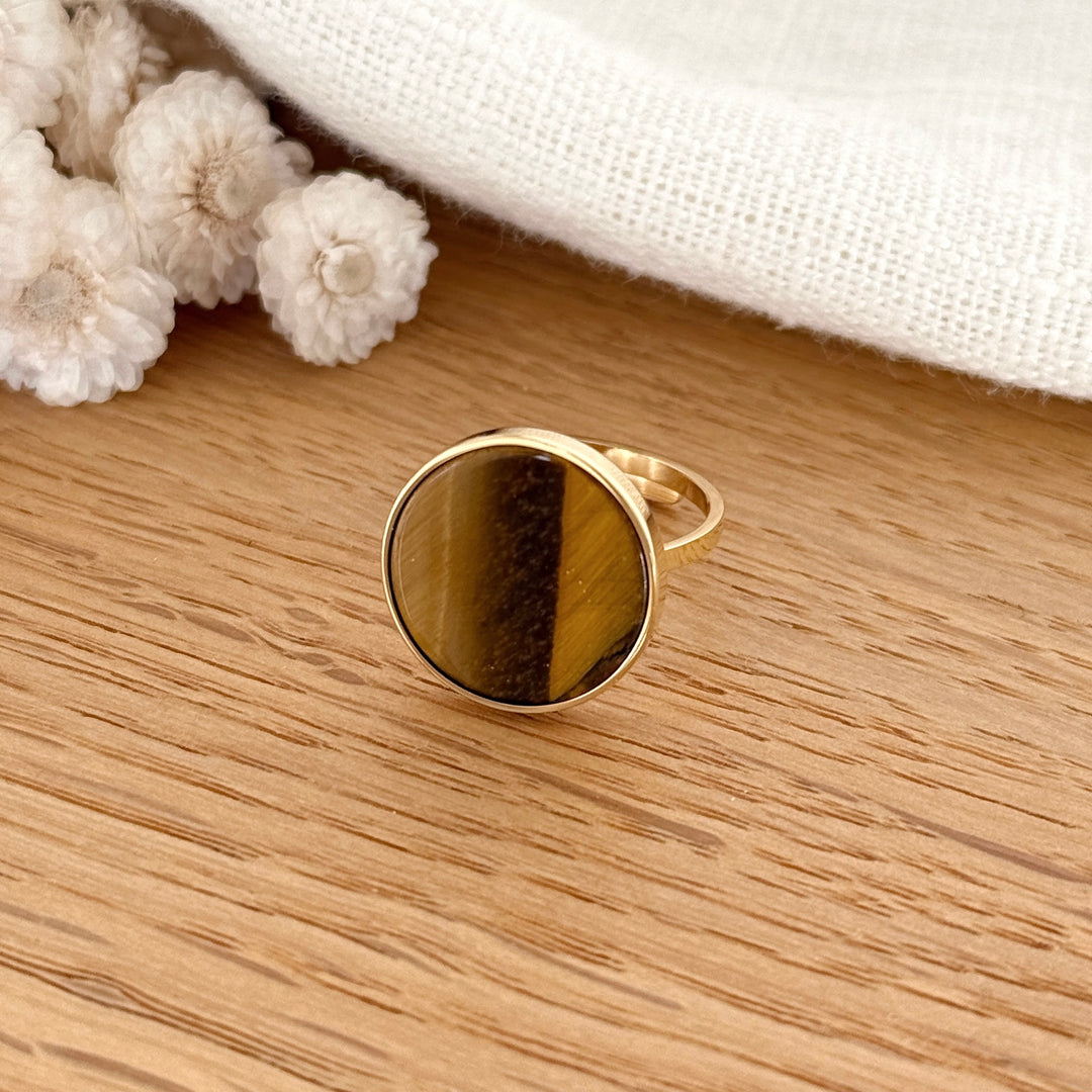 Bague "Ophéa" Oeil de tigre acier