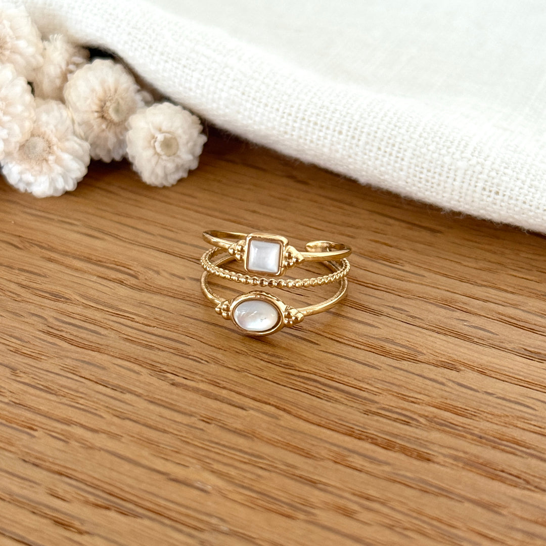 Bague "Amara" Nacre acier