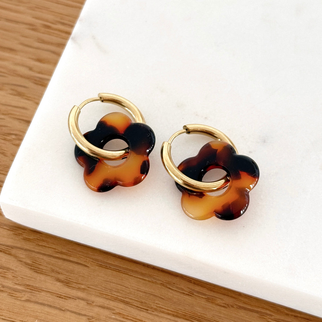 Créoles "Poppy" léopard acier