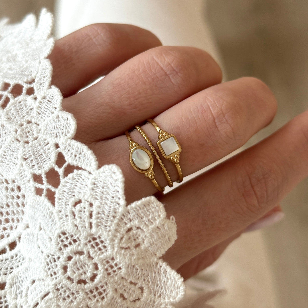 Bague "Amara" Nacre acier