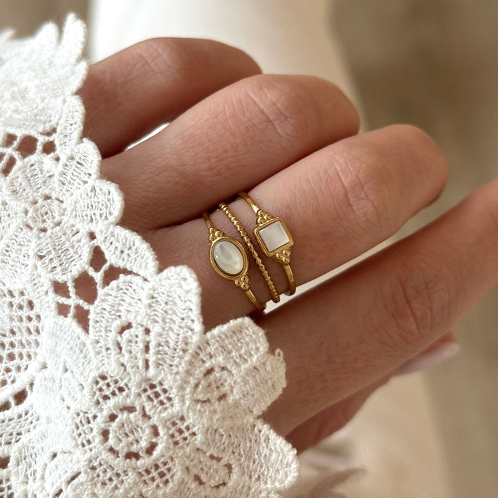 Bague "Amara" Nacre acier