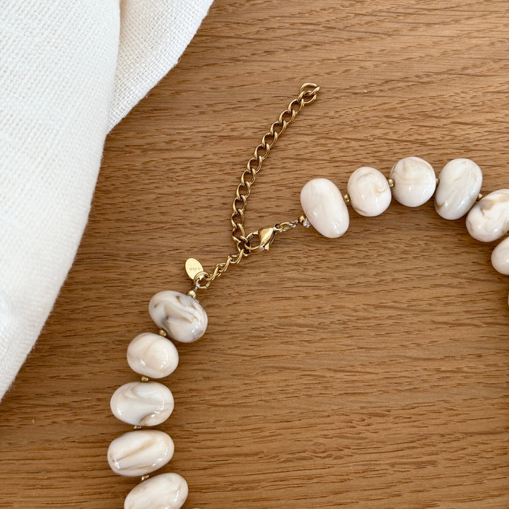 Collier "Marceau coeur" écru acier