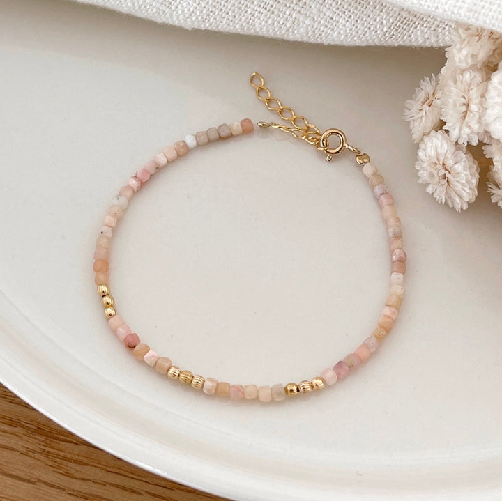 Bracciale "Hamin" in opale rosa placcato oro