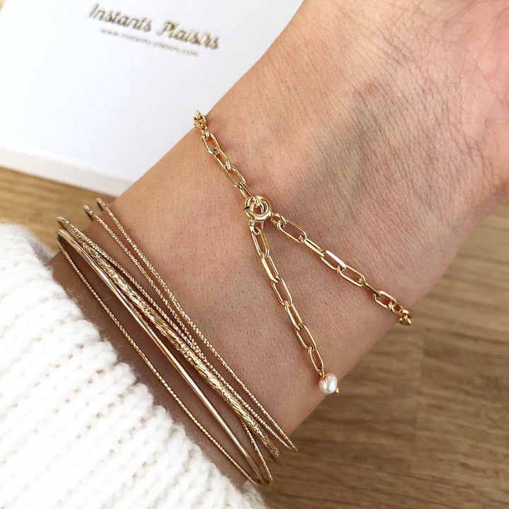 Bracciale "Olaf" placcato oro - Instants Plaisirs - 3 medaglie lisce + unaInstants Plaisirs Gioielli