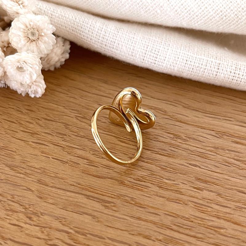 Dainty Just Breathe Bague pour femme, réglable et inspirante en acier inoxydable avec cœur gravé (noir Dainty Just Breathe Bague pour femme, réglable et inspirante en acier inoxydable avec cœur gravé (noir