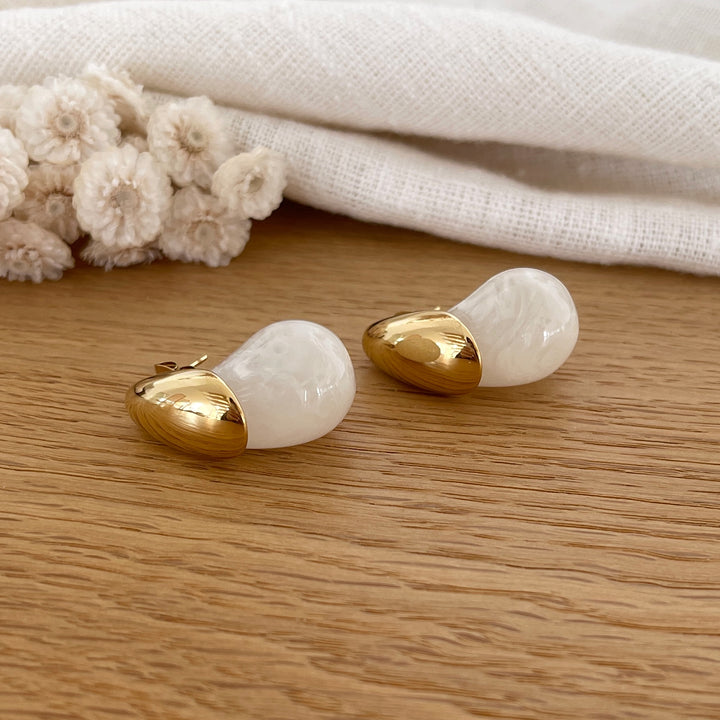 Boucles d'oreilles "Numa" blanc acier