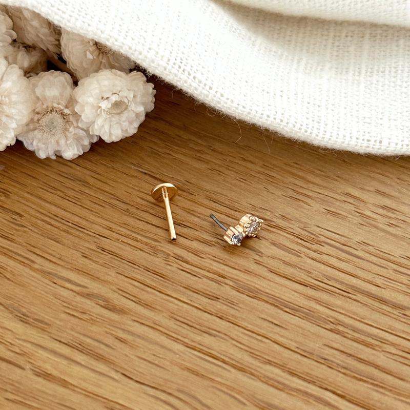 Piercing oreille "Edwin" plaqué or