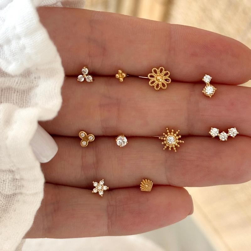 YAZILIND Orecchini A Bottone Placcati Oro - Con Zirconi Cubici Multicolore - Gioielli Donne E Ragazze, Ideali Per Regali Compleanno E Feste