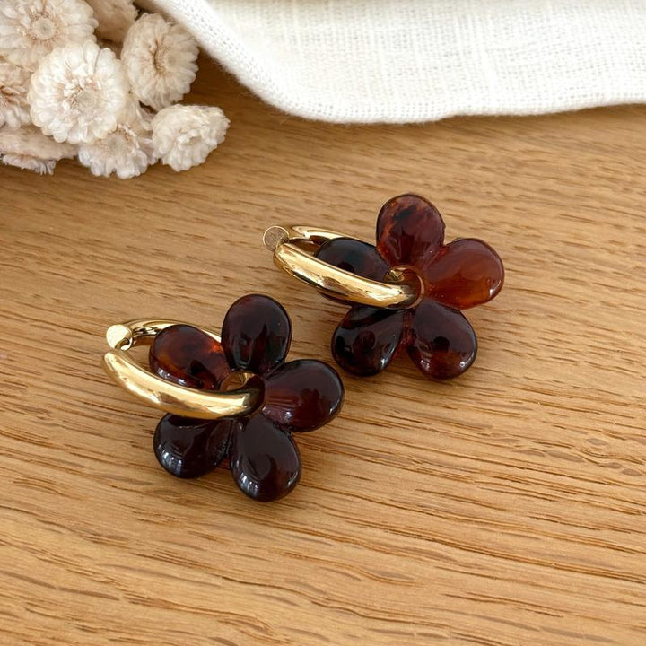 Créoles "Elma" marron acier