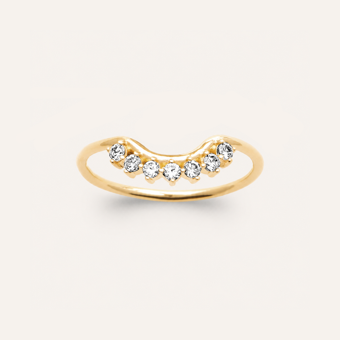 Bague empilable couronne en plaqué or 3 microns 18k