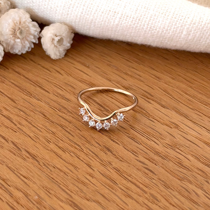 Bague couronne en plaqué or 3 microns 18k et oxydes de zirconium
