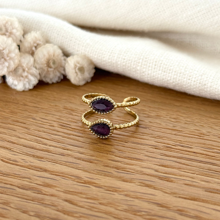 Bague "Neliora" prune acier