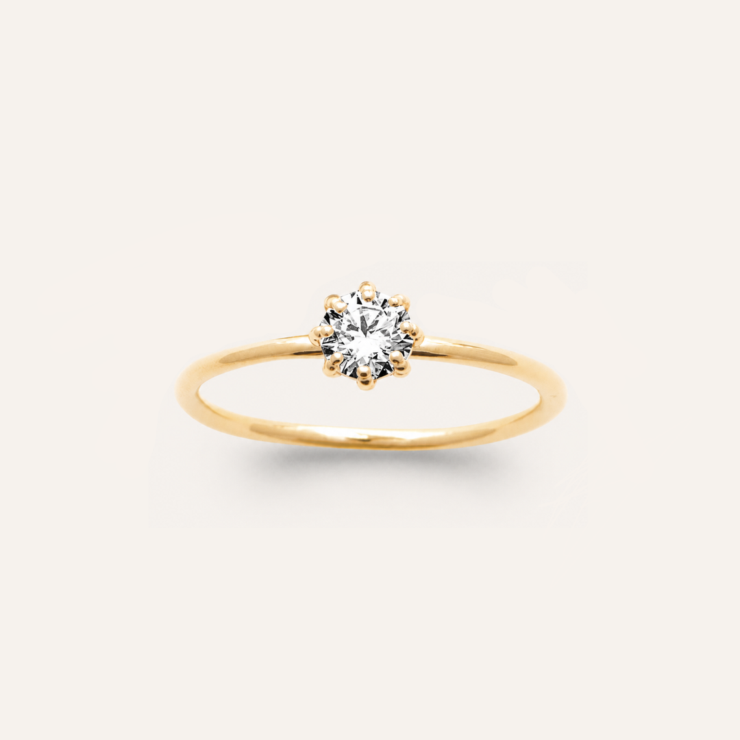 Bague solitaire en plaqué or 3 microns 18k