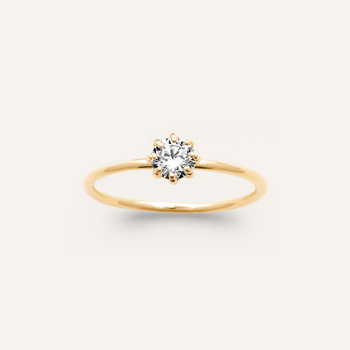 Bague solitaire en plaqué or 3 microns 18k