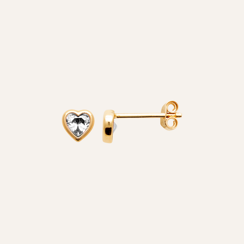 Boucles d'oreilles coeur en plaqué or 3 microns 18k
