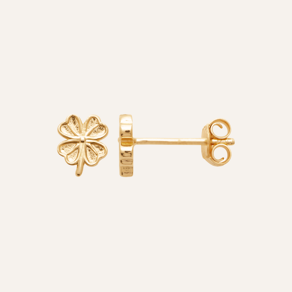 Boucles d'oreilles trèfle plaqué or 3 microns 18 carats
