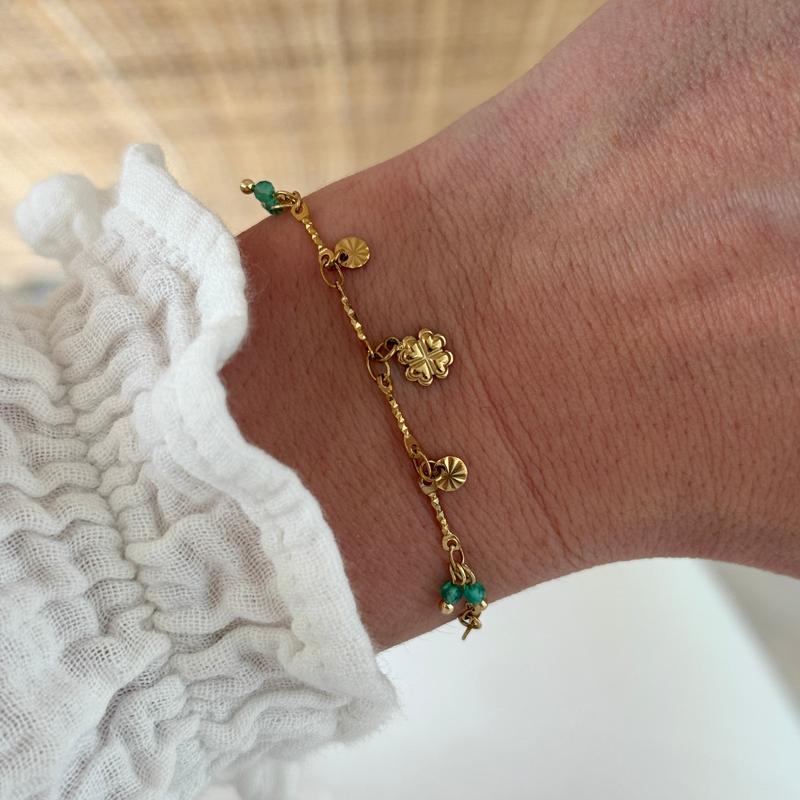 "Clover" Steel-Green Bracelet - Bracelet -Instants Plaisirs | Jewelry -Instants Plaisirs | Jewelry