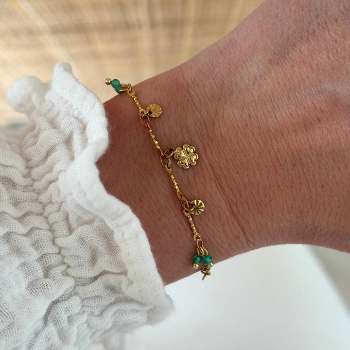 Bracelet "Trèfle" vert acier-Bracelet-Instants Plaisirs | Bijoux-Instants Plaisirs | Bijoux