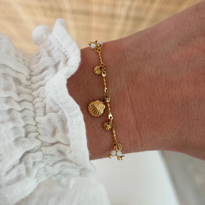 Pulsera «Concha» en acero blanco - Pulsera -Instants Plaisirs  Joyas -Instants Plaisirs  Joyas