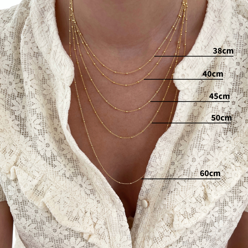 Collier "Soleil" noir plaqué or-Colliers-instants-plaisirs-Chaîne boules 40cm-Instants Plaisirs | Bijoux