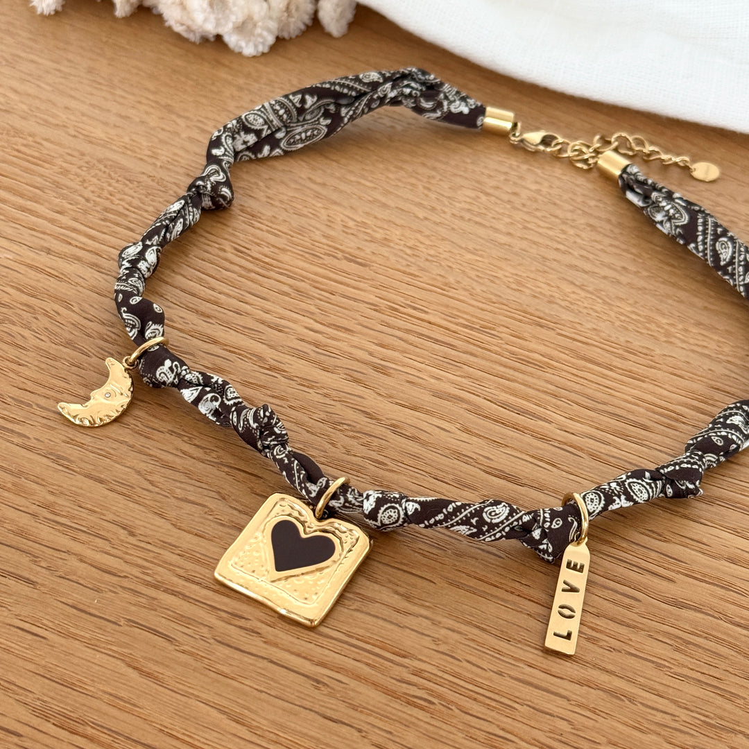 Collier foulard "Charline" acier