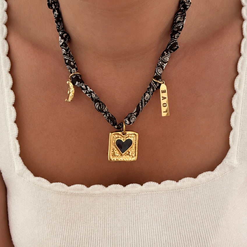 Collier foulard "Charline" acier