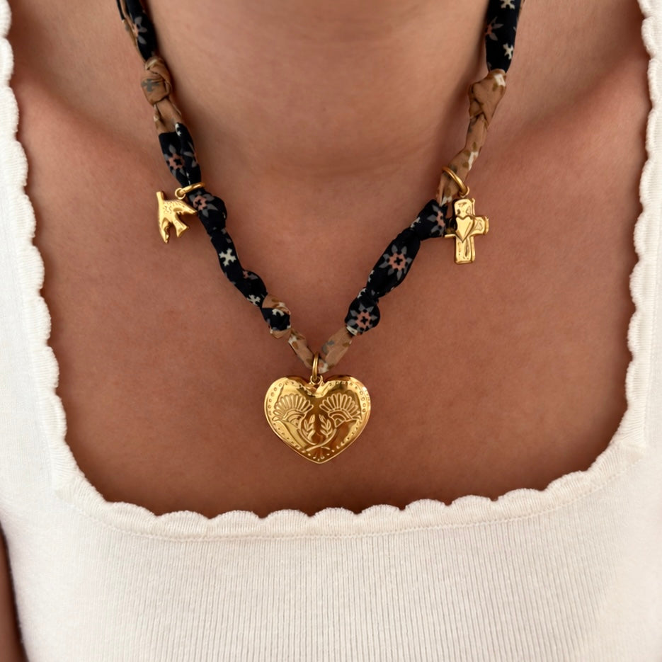 Collier foulard "Claire" acier