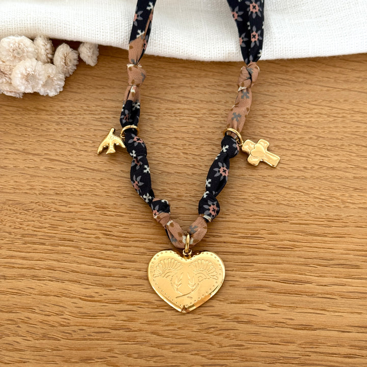 Collier foulard "Claire" acier