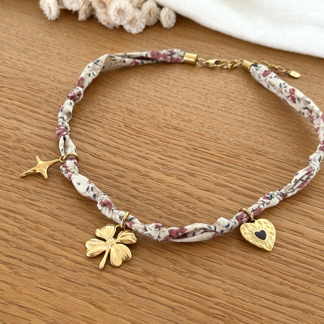 Collier foulard "Hana" acier