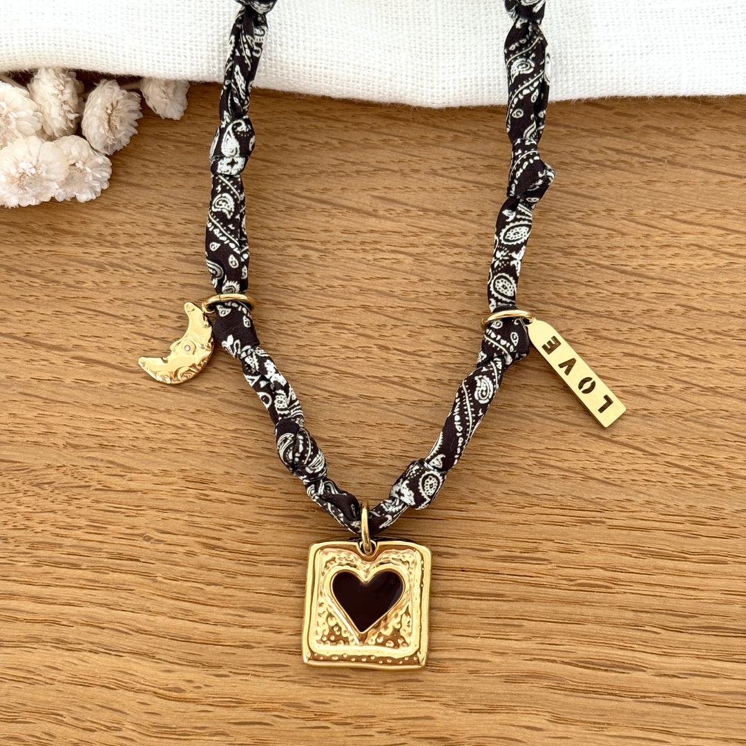 Collier foulard "Charline" acier