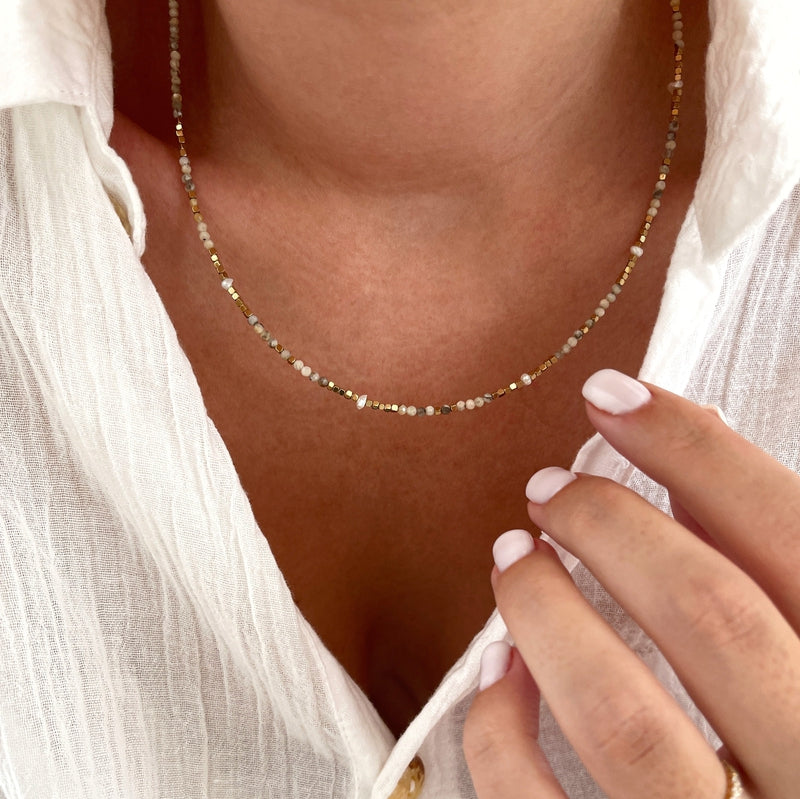 Collier "Wallis" jaspe acier-Colliers-Instants Plaisirs • Bijoux-Instants Plaisirs | Bijoux