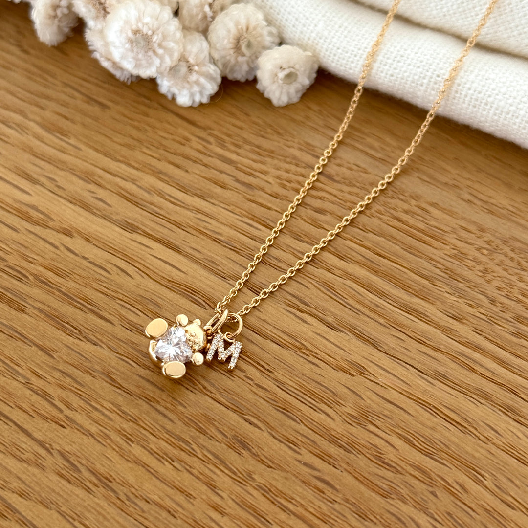 Collar «Osito con inicial» chapado en oro