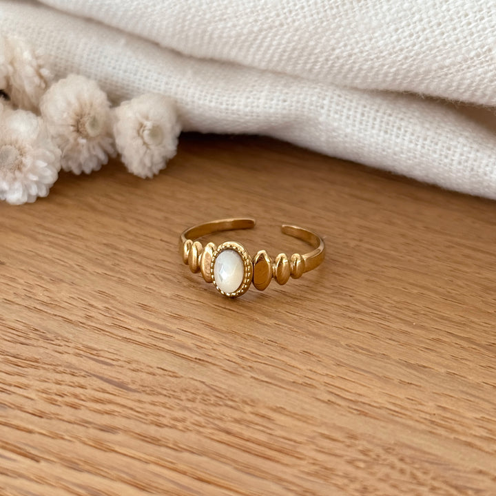 Anillo «Isaline» de nácar y acero