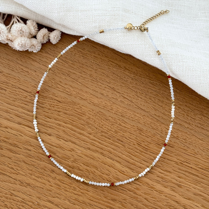 Collier "Dalia" blanc acier