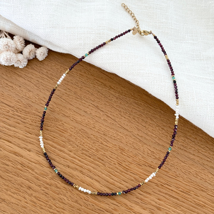 Collier "Dalia" agate acier