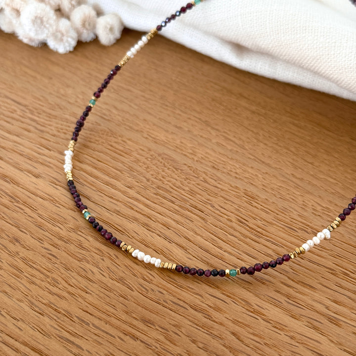 Collier "Dalia" agate acier